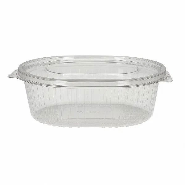 NEW 500cc rPET Oval hinged salad container (8x50)