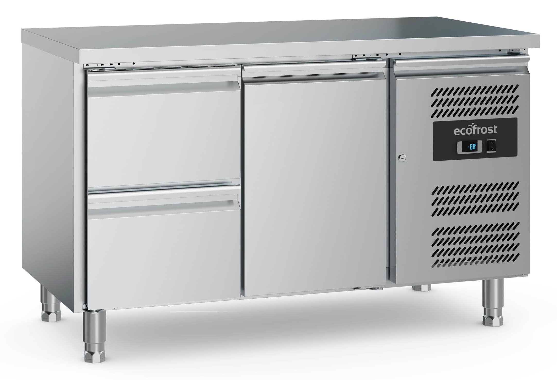 700 REFRIGERATED COUNTER 1 DOOR AND 2 DRAWERS  WITH ADJUSTABLE FEET