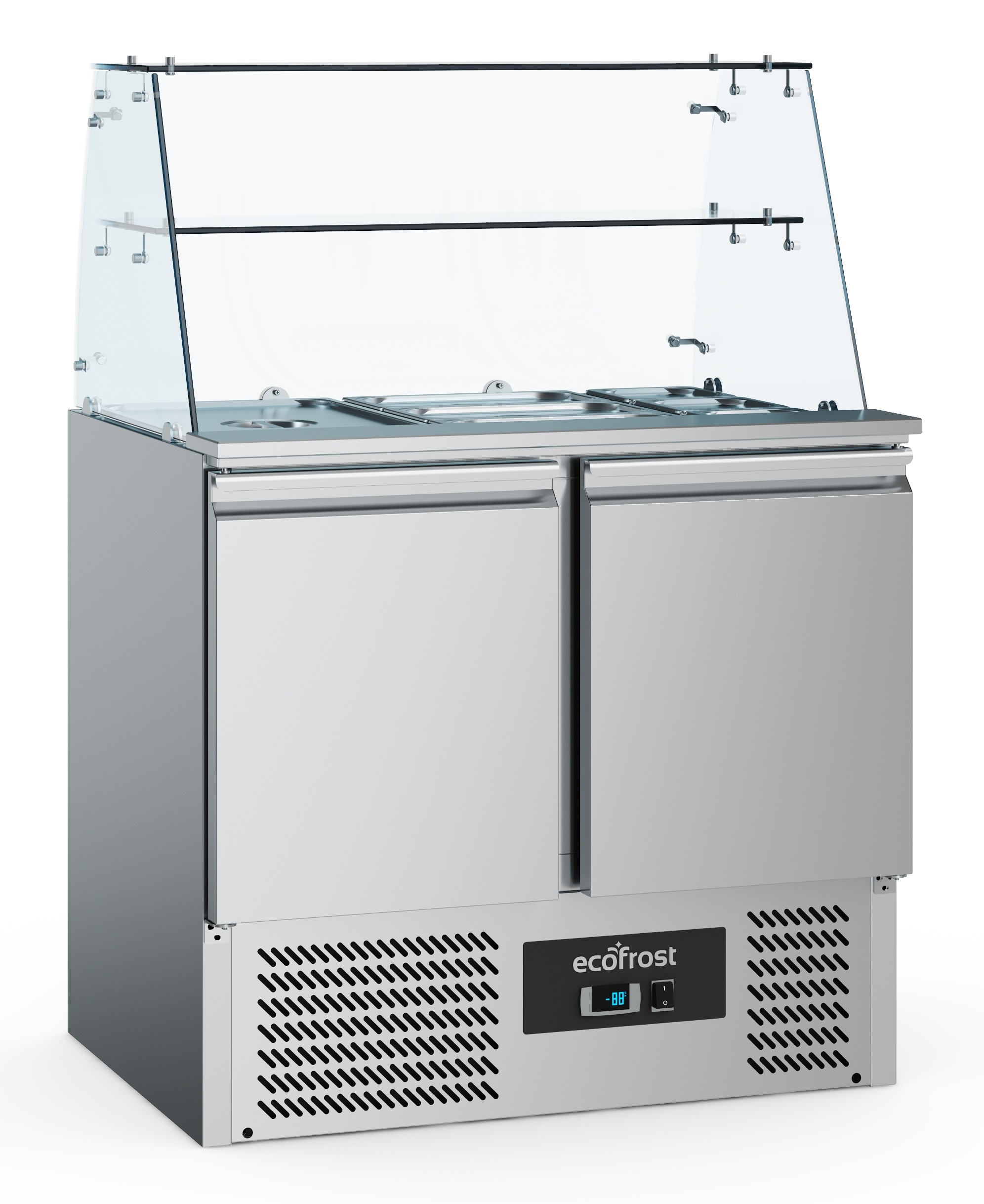REFRIGERATED SALADETTE WITH GLASS COVER 2 DOORS