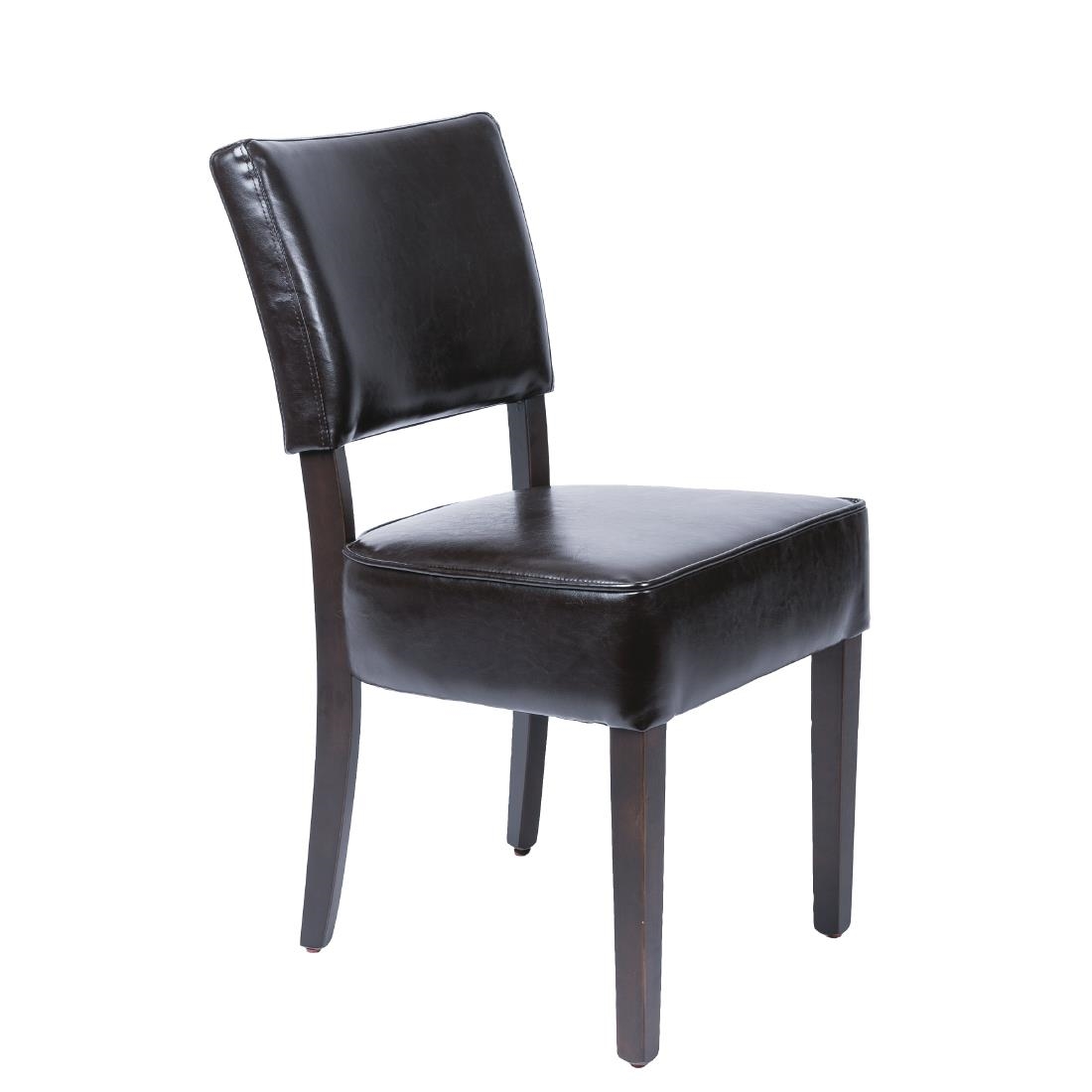 Bolero Chunky Faux Leather Chairs Dark Brown (2 Pack)
