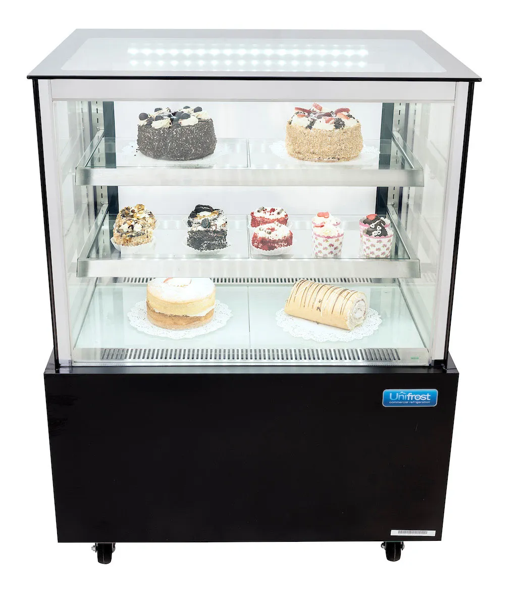 Unifrost HGP90B Black Square Cake Display Fridge