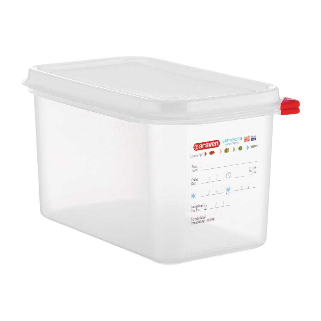 Araven Polypropylene 1/4 Gastronorm Food Containers 4.3Ltr (Pack of 4)