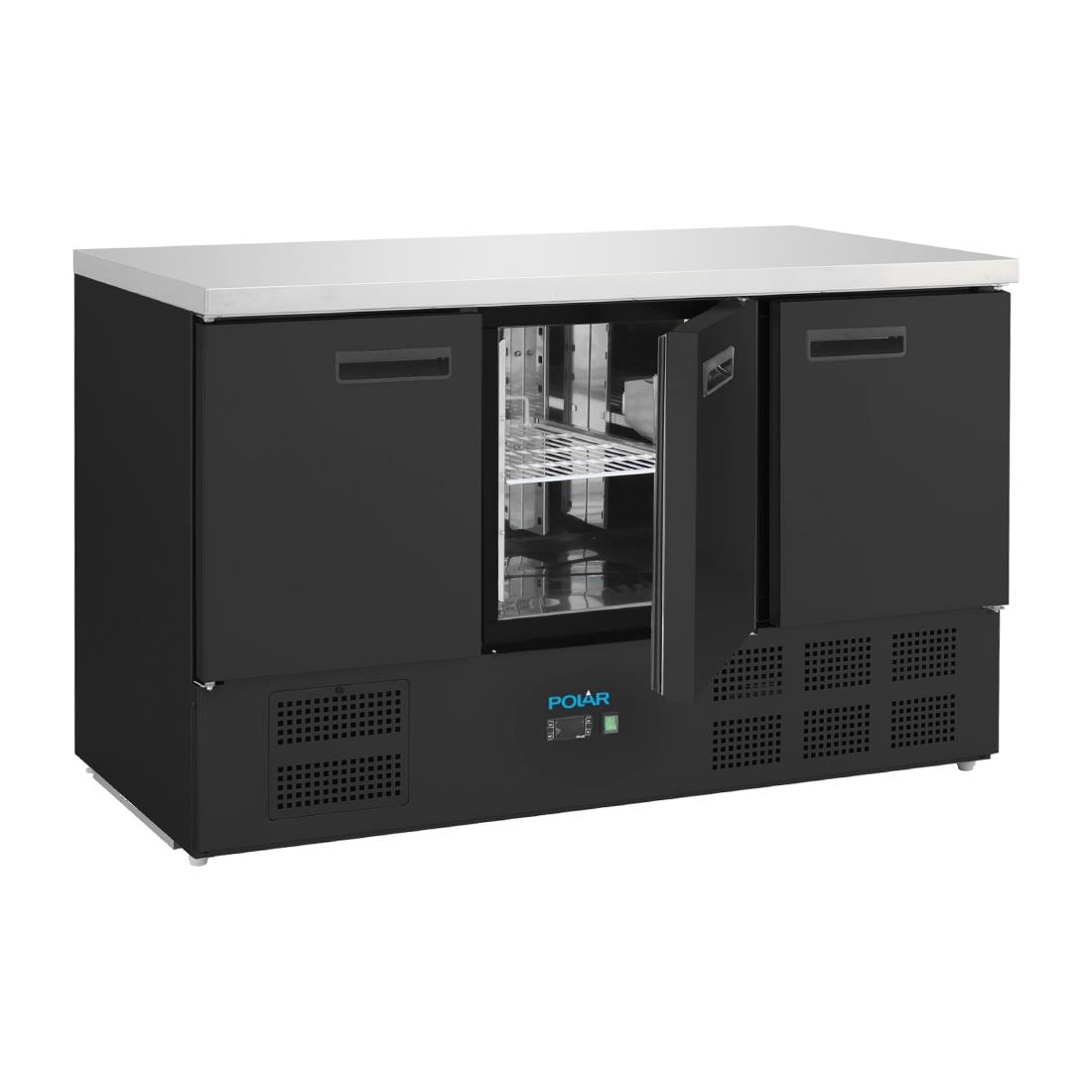 Polar G-Series Triple Door Counter Fridge Black 400Ltr