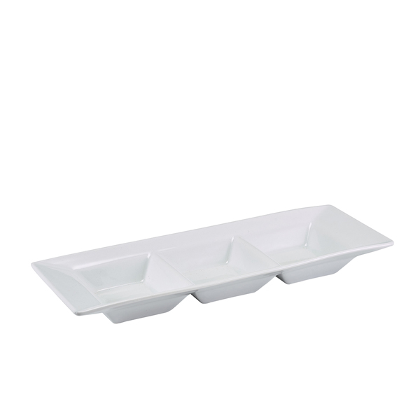GenWare Porcelain Triple Dish 25.4 x 9cm/ 10 x 3.5"