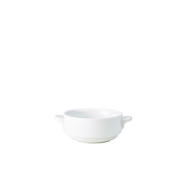 Genware Porcelain Lugged Soup Bowl 25cl/ 8.75oz