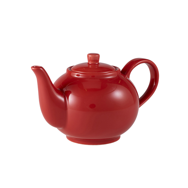 Genware Porcelain Red Teapot 45cl/ 15.75oz