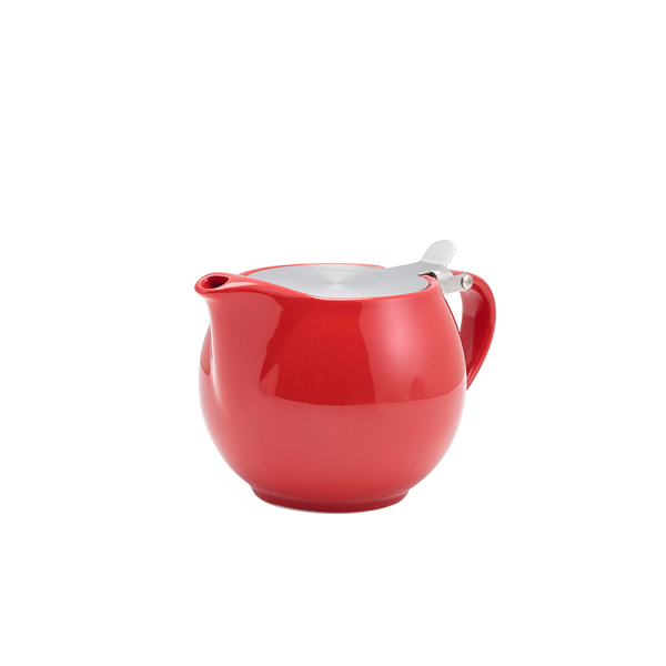 GenWare Porcelain Red Teapot with St/ St Lid & Infuser 50cl/ 17.6oz