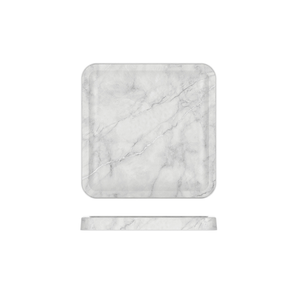 White Marble Agra Melamine Tray 23 x 23cm