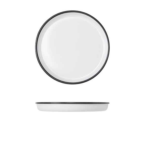 Black/White Melamine Athens Round Tray 26.7cm