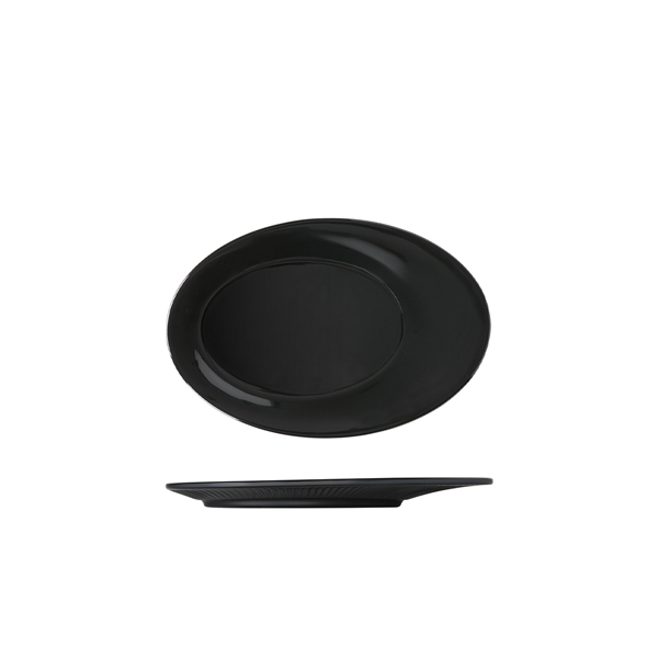 Midnight Black Boston Melamine Oval Plate 25.5 x 17.3cm