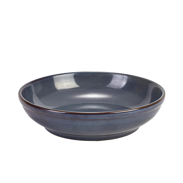 Rustic Stoneware Blue Coupe Bowl 23cm