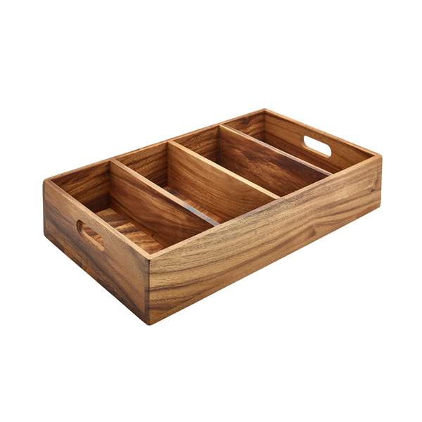 Acacia Wood 4 Compartment Cutlery Tray