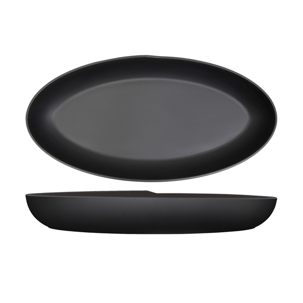 Black Copenhagen Oval Melamine Deep Dish 55 x 27.5 x 7.5cm