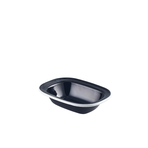 Enamel Pie Dish Black with White Rim 16cm