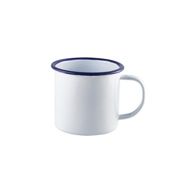 Enamel Mug White with Blue Rim 36cl/ 12.5oz