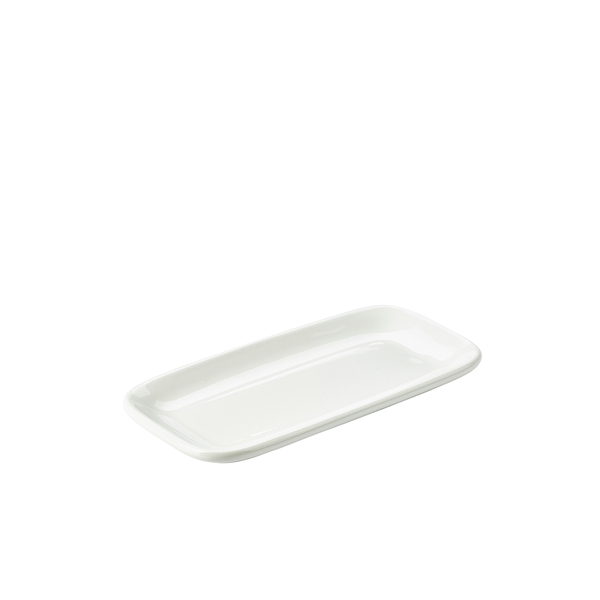 Genware Porcelain Rounded Rectangular Plate 24.5 x 12.5cm/ 9.75 x 5"