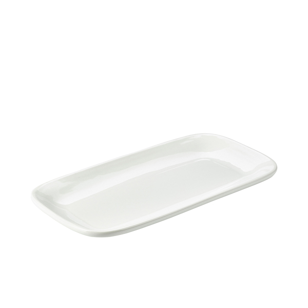Genware Porcelain Rounded Rectangular Plate 35.5 x 19cm/ 14 x 7.5"