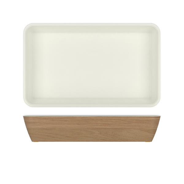 Light Oak/White New Haven Melamine GN1/1 Deep Dish 53 x 32.5 x 10cm