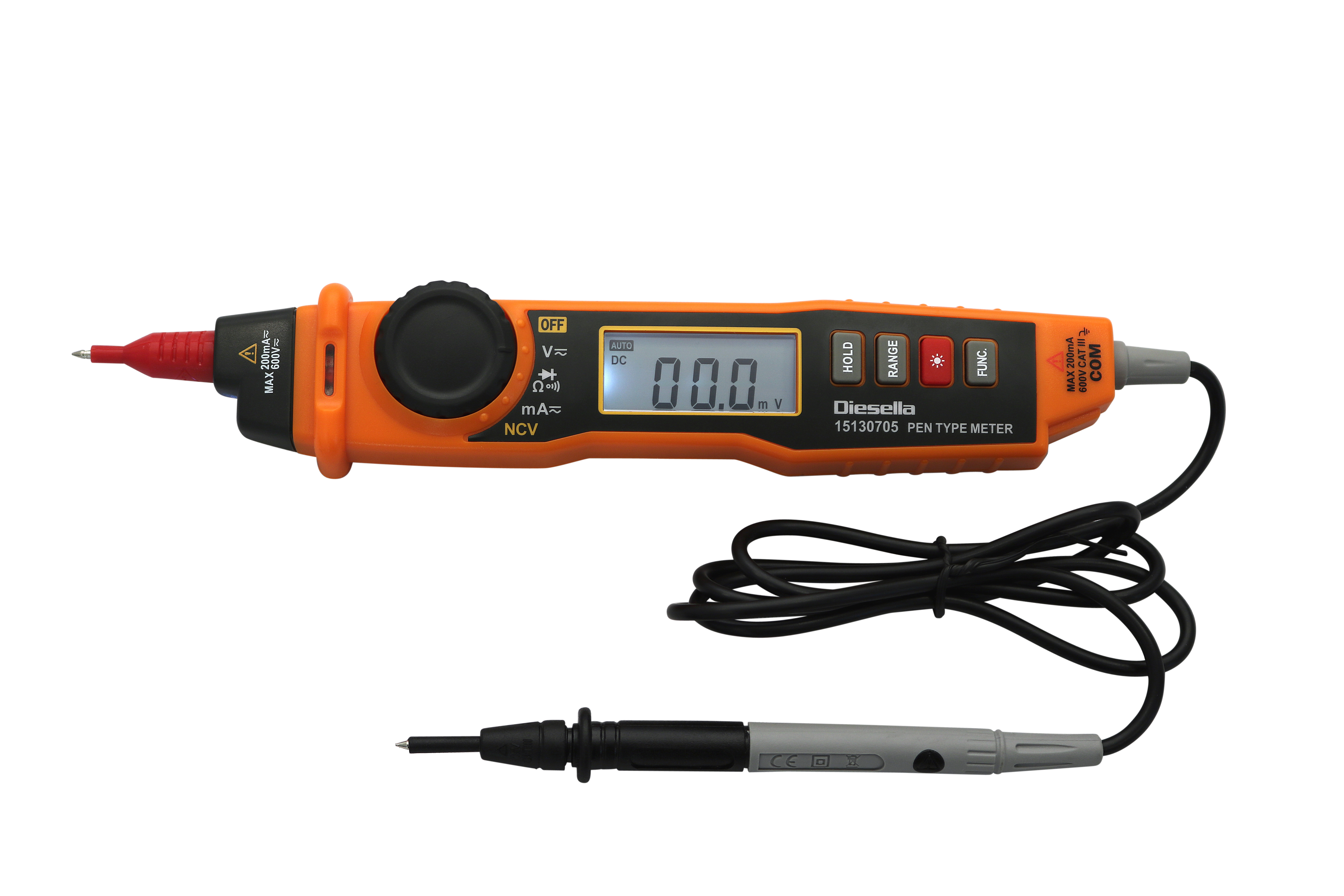 10: DIESELLA Penmultimeter AC/DC med indbygget lommelygte