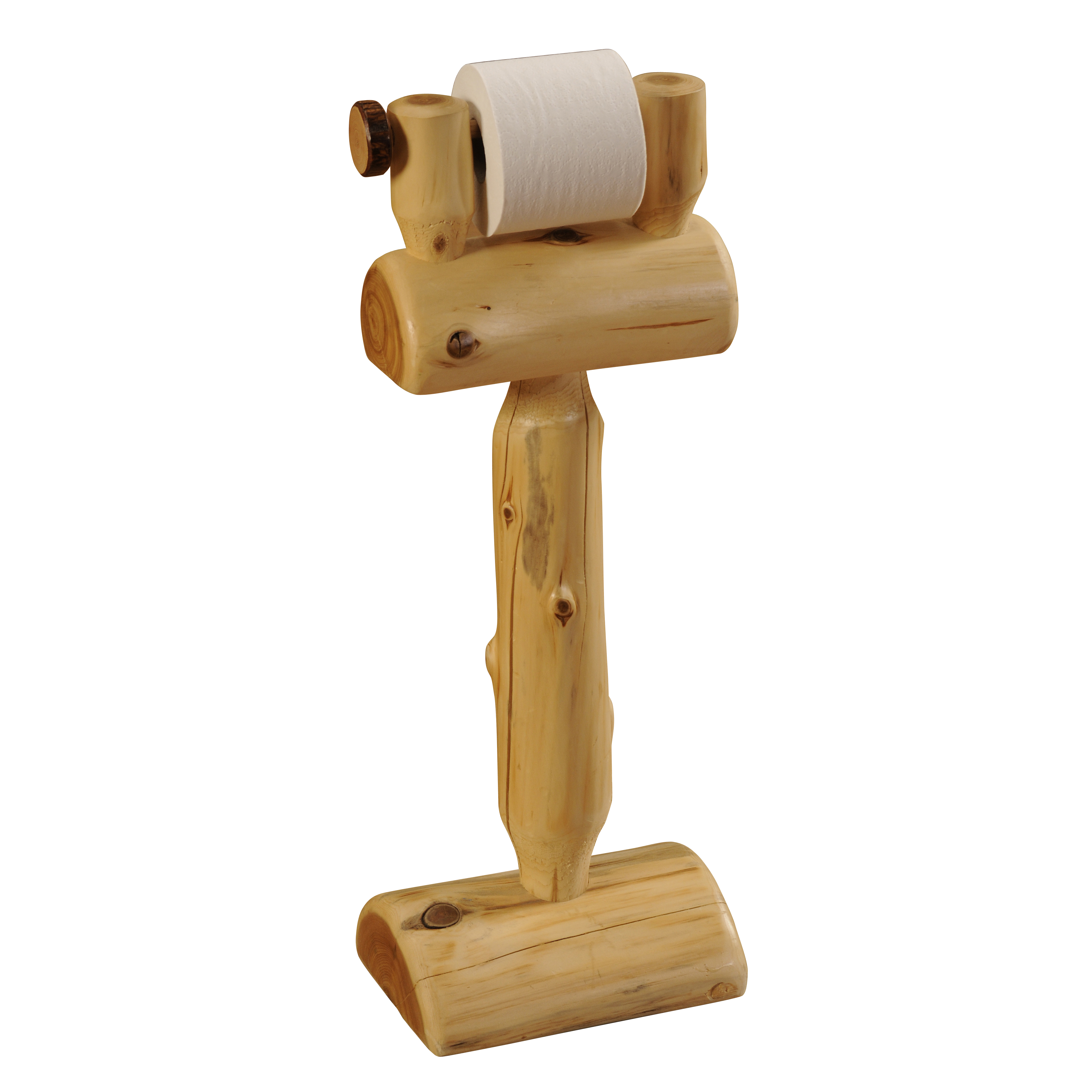 Cedar Log Toilet Paper Holder