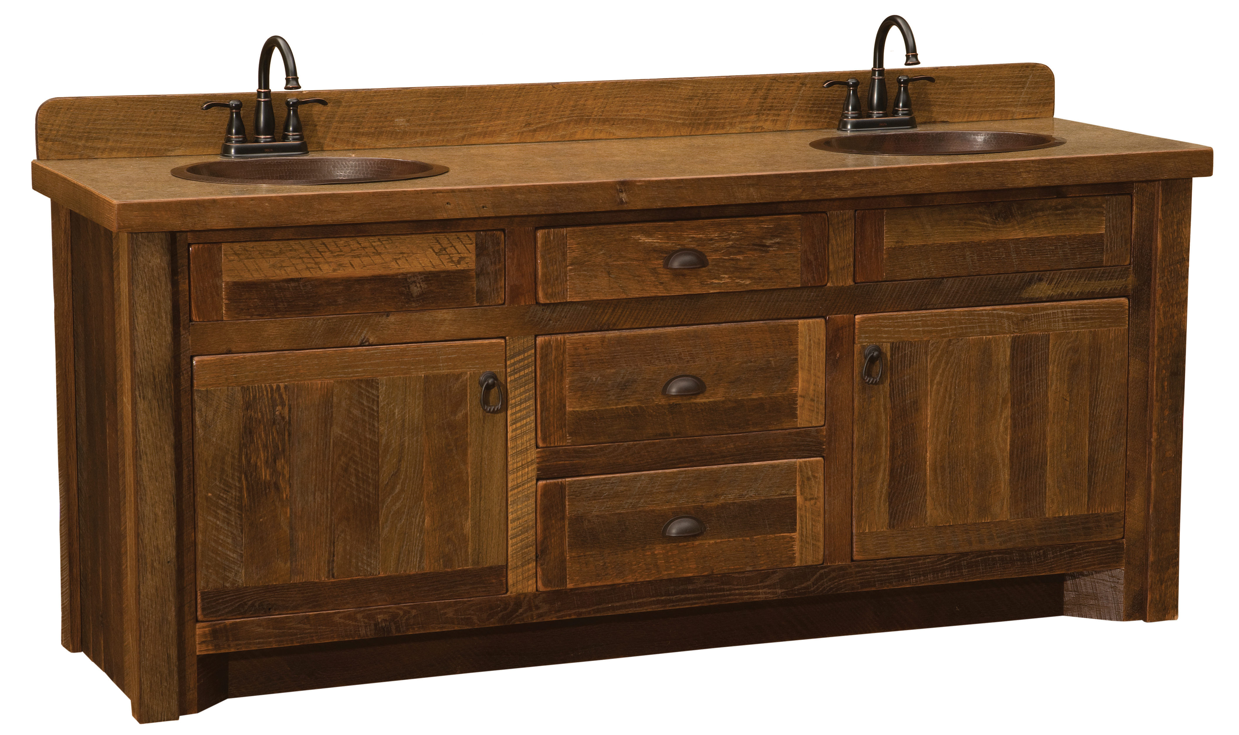 Barnwood Vanity - 6-foot - Barnwood Edged Laminate Top - Double Sink ...