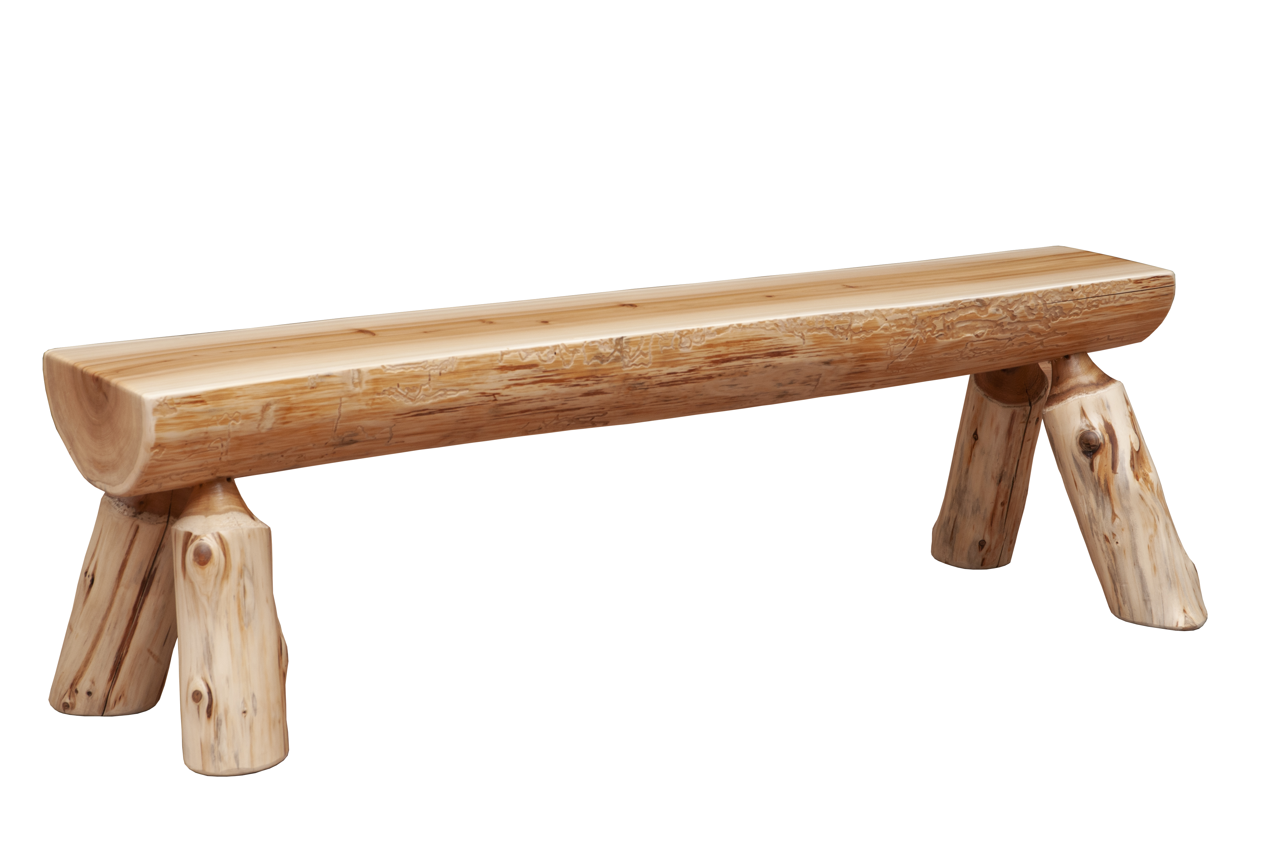 Cedar Log 42-inch Half-log Bench - Thumbnail 2