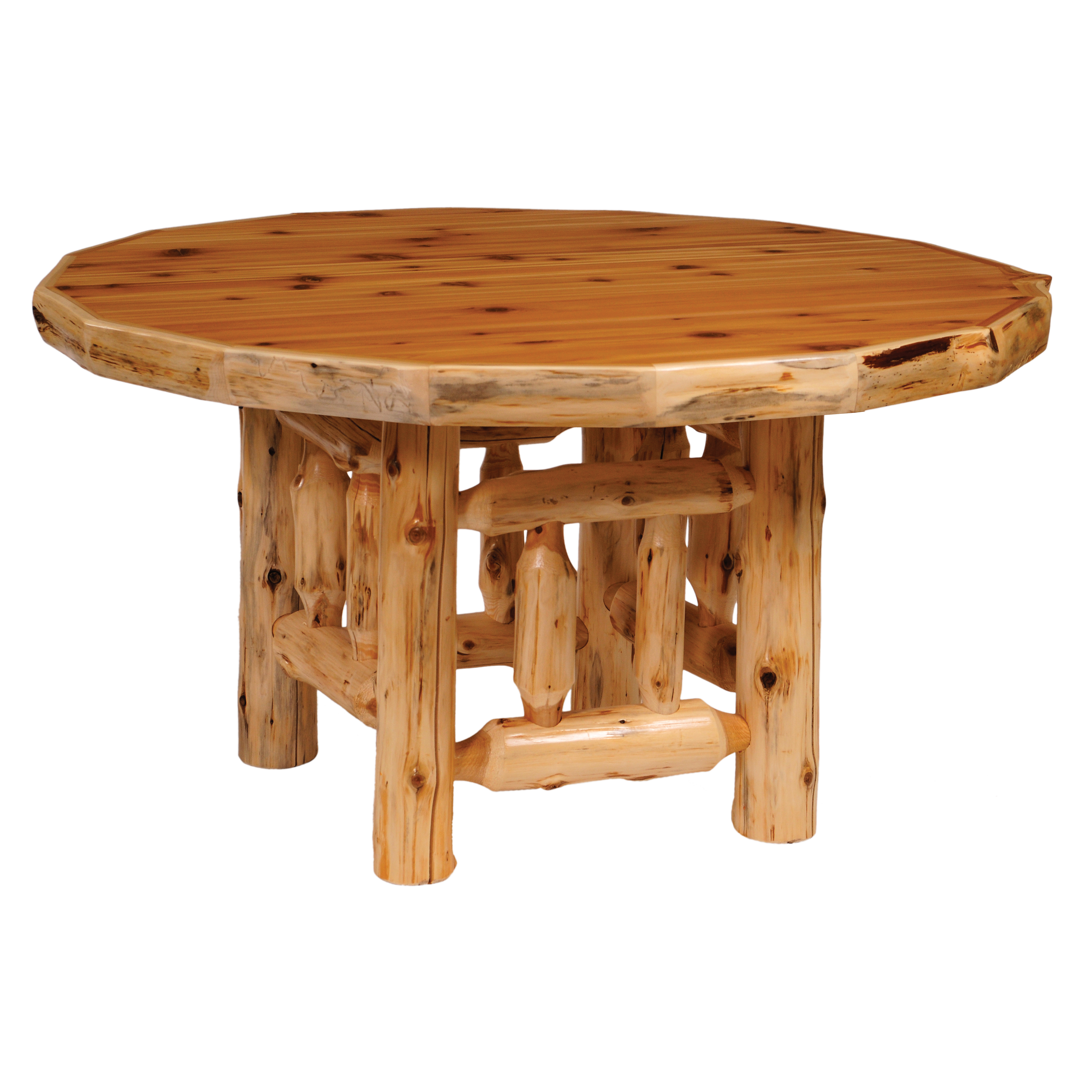 Cedar Log Round Dining Table - 48-inch - Vintage - Liquid Glass - Gil's  Furniture \u0026 Sleep Source, image size:3618x3618