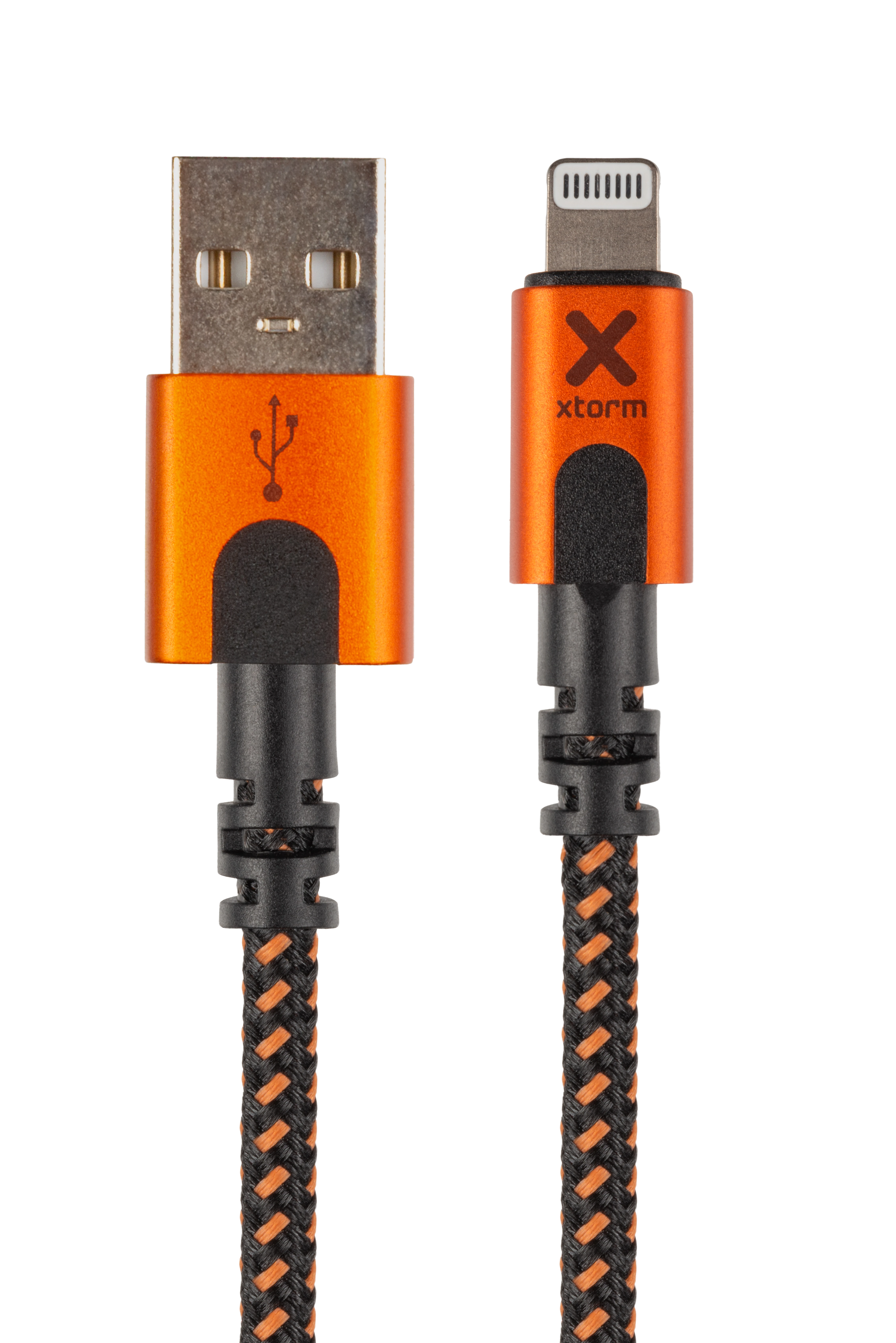 Xtorm Xtreme USB naar Lightning kabel - incl. levenslange garantie - 1,5 m - Zwart/Oranje