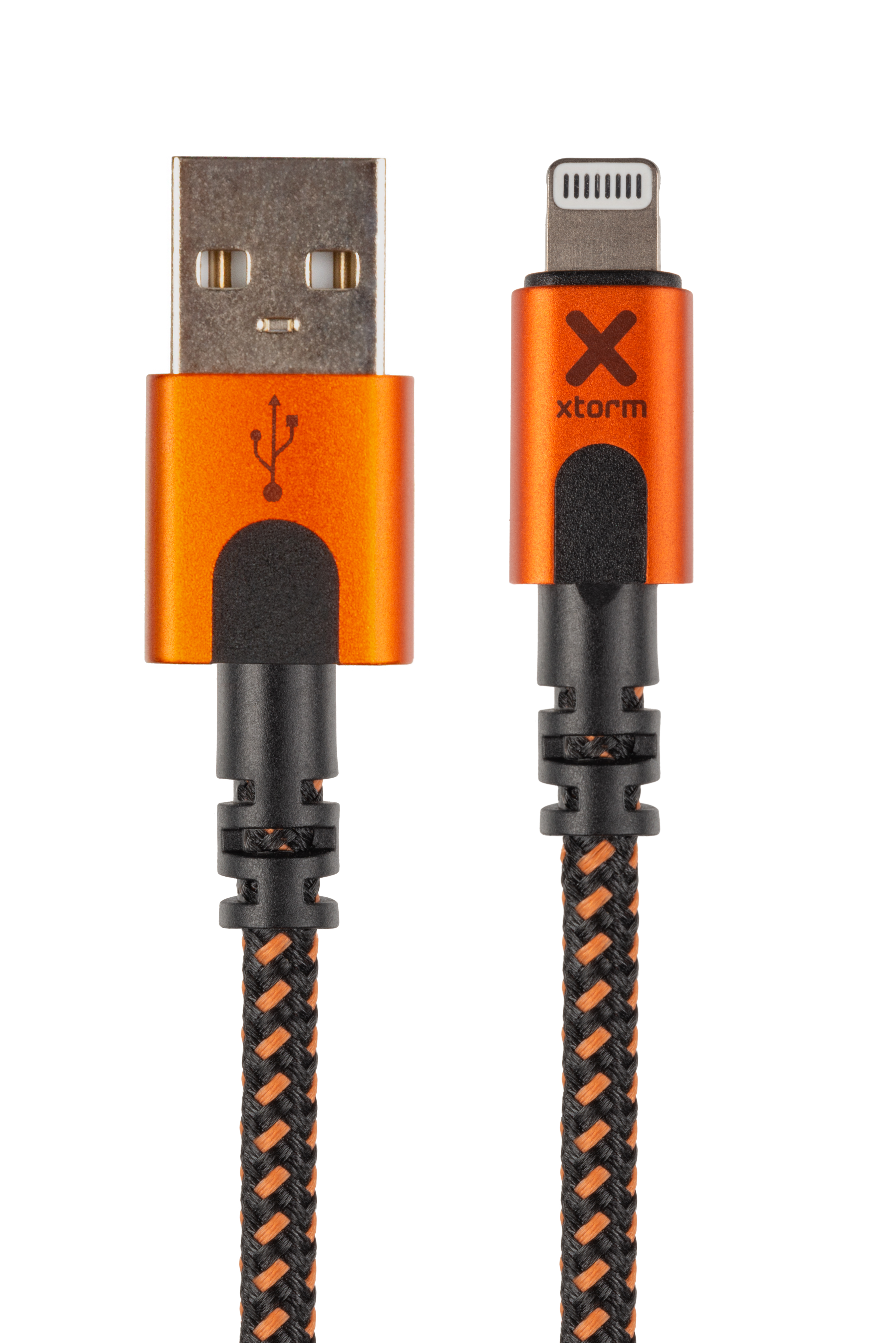 Xtorm Xtreme USB naar Lightning kabel - incl. levenslange garantie - 1,5 m - Zwart/Oranje