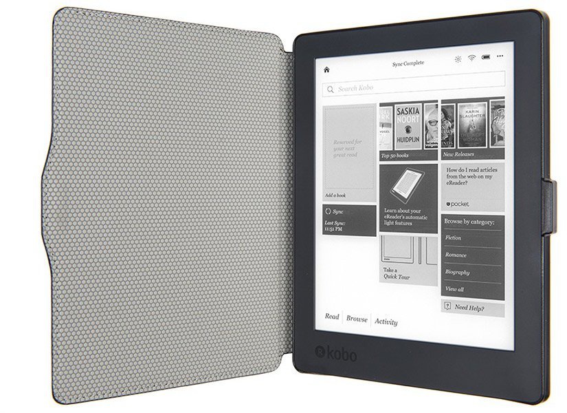S4T48C1 - Waterproof Slimfit E-reader case - Kobo Aura H2O (edition 2) - Black