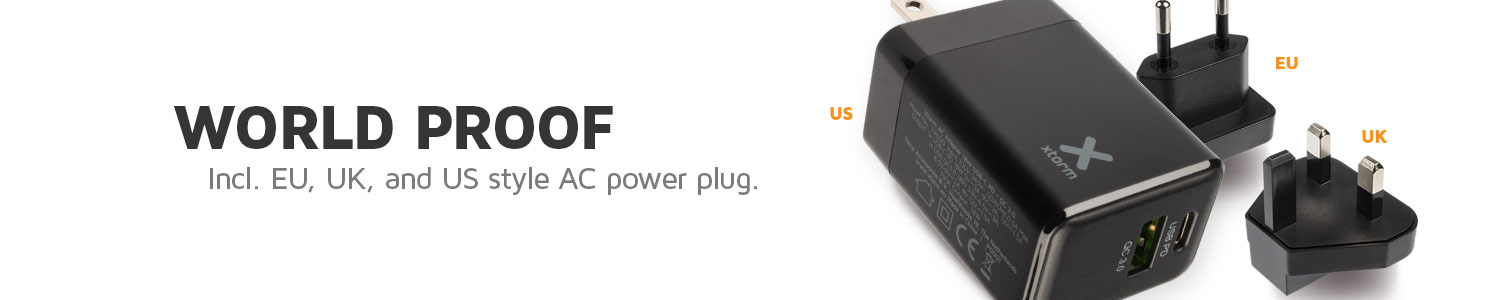 World proof with international power plugs included