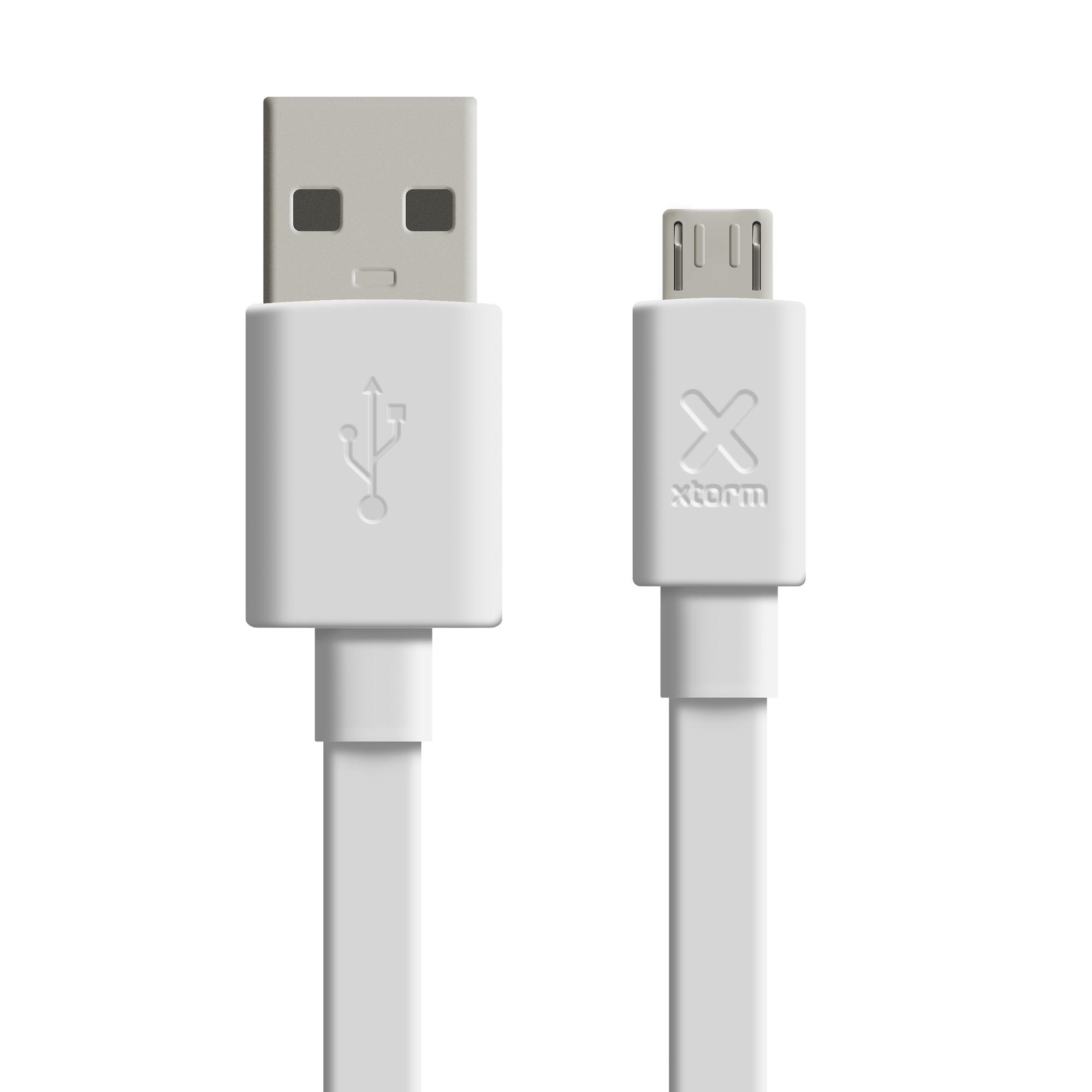 Xtorm Flat USB naar Micro USB kabel - 3 meter -  Wit