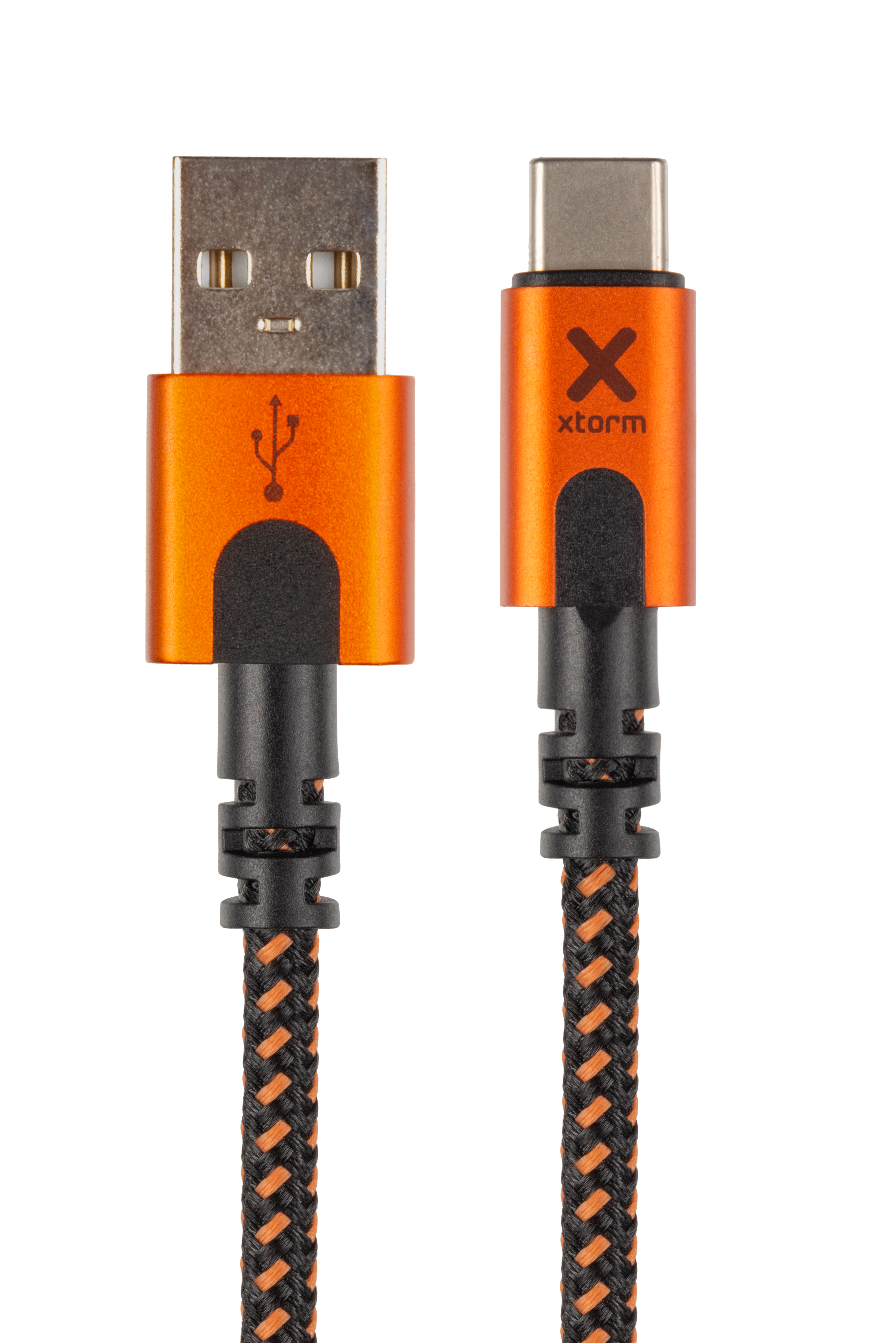 Xtorm Xtreme USB naar USB-C kabel - incl. levenslange garantie - 1,5 m - Zwart/Oranje