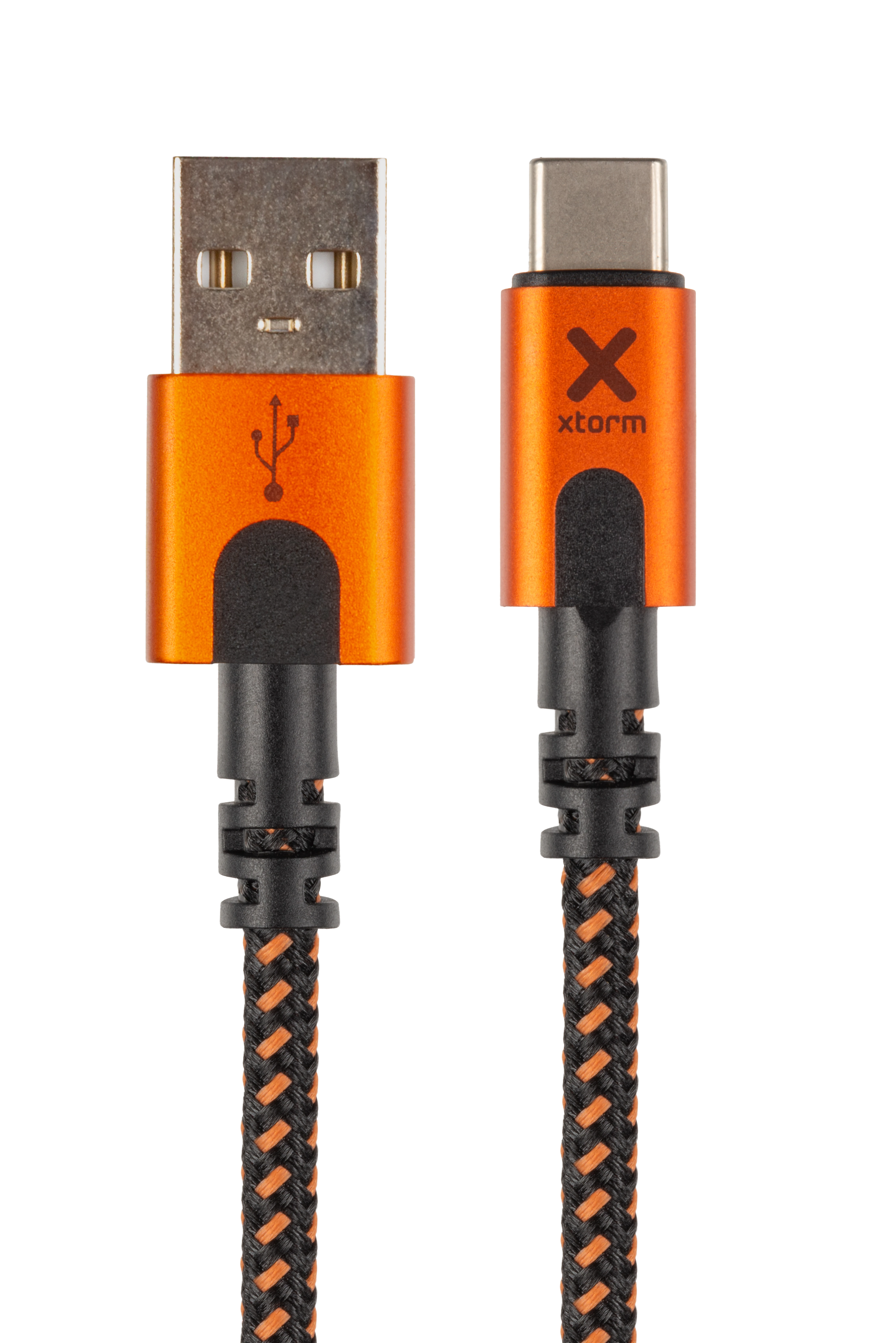 Xtorm Xtreme USB naar USB-C kabel - incl. levenslange garantie - 1,5 m - Zwart/Oranje