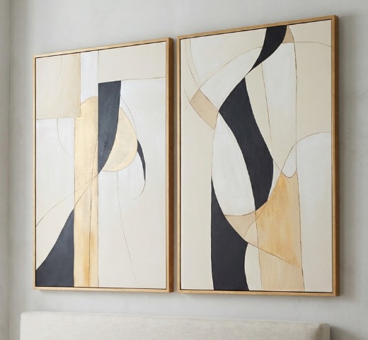 Golden Contour Framed Canvas s/2