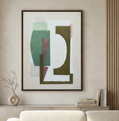 Layered Geometry Framed Canvas