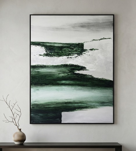 Emerald Horizon Framed Canvas