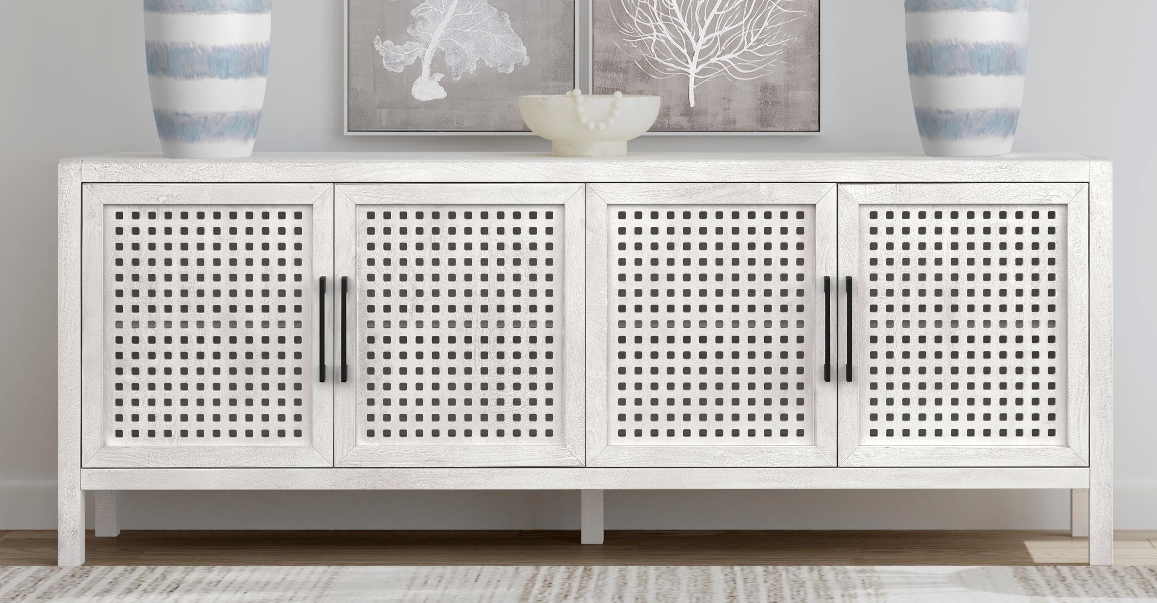 Pentak White Four Door Cabinet