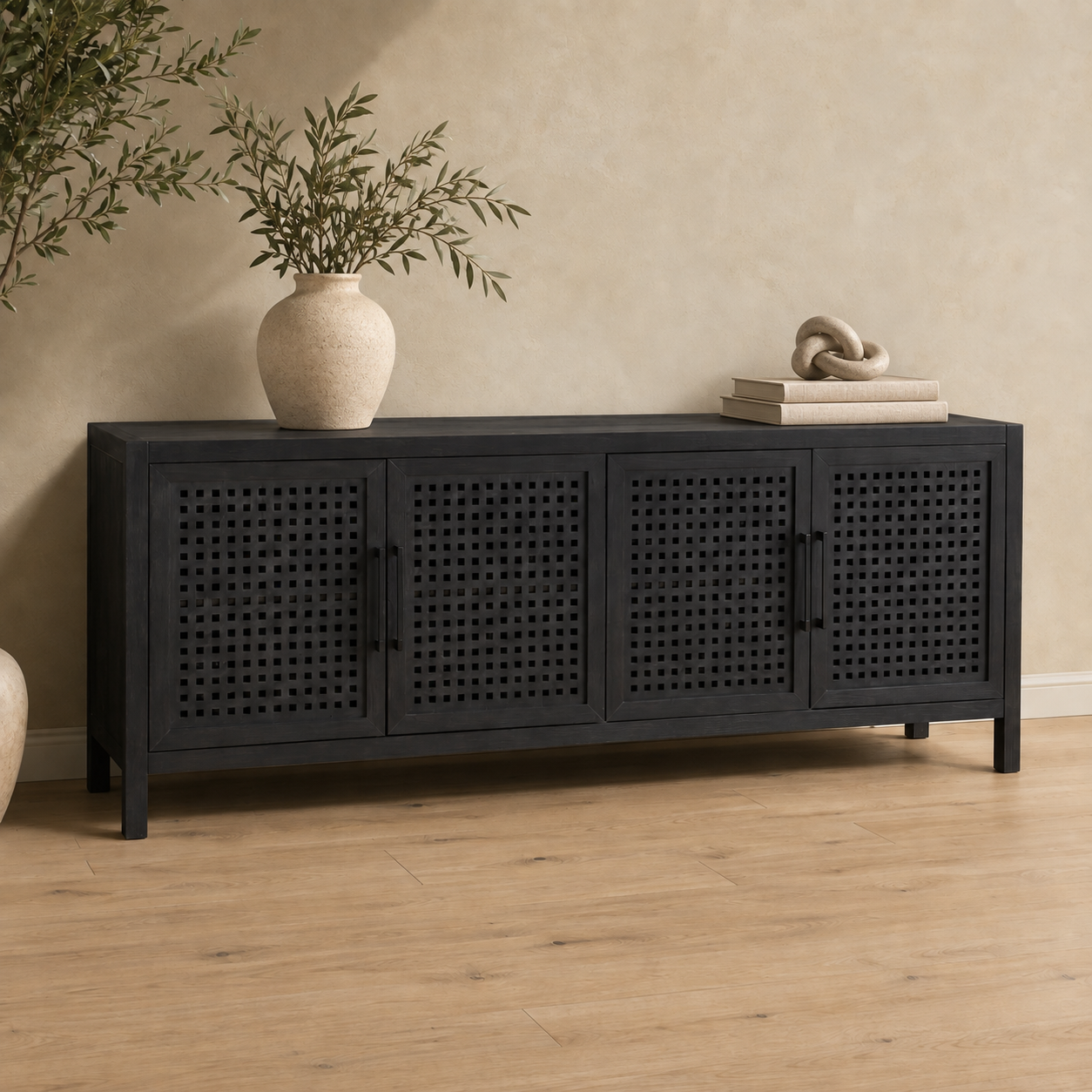 Pentak Black Four Door Cabinet