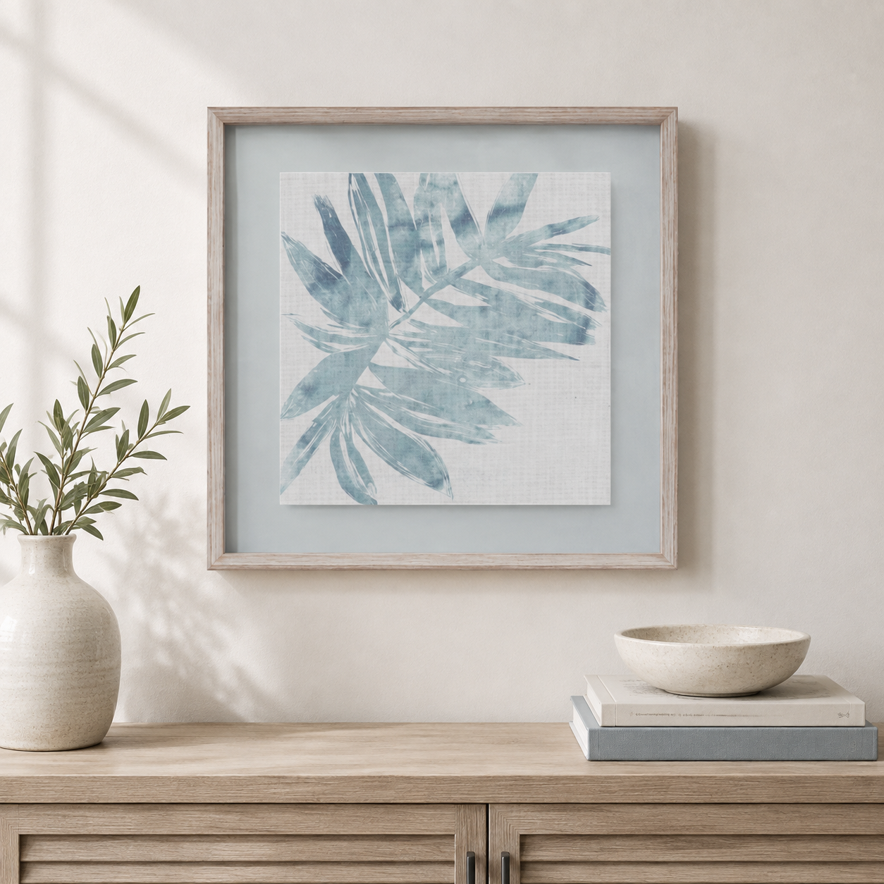 Burlap Ocean Palm I Framed Print
