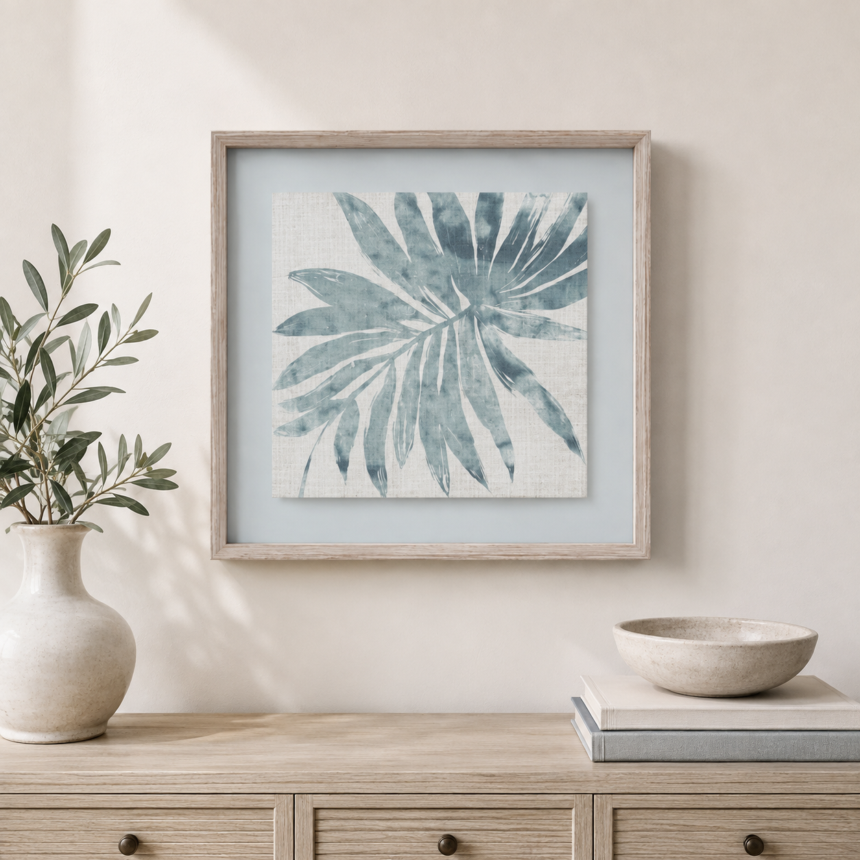 Burlap Ocean Palm IX Framed Print