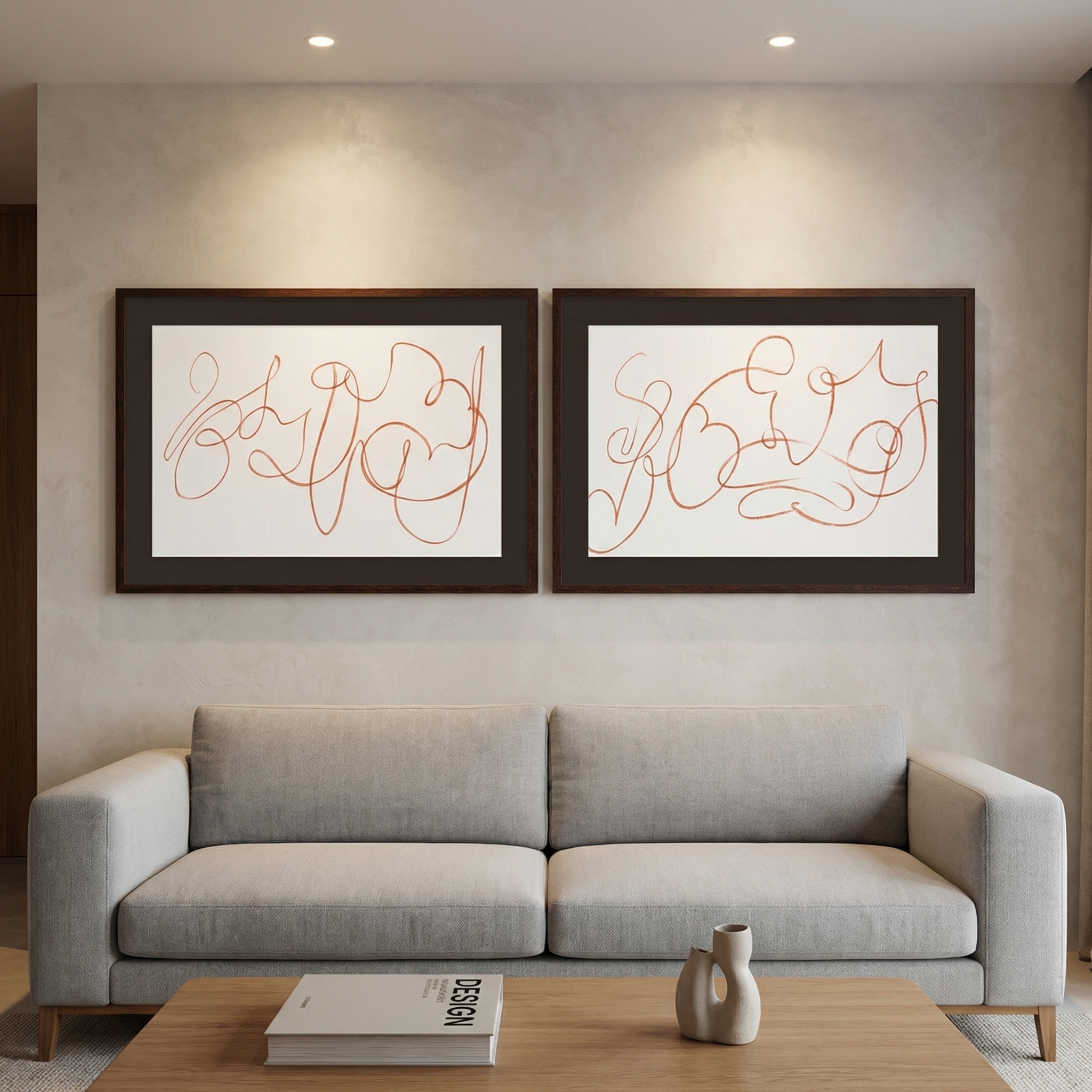 Meandering Lines Framed Print s/2, sold individually
