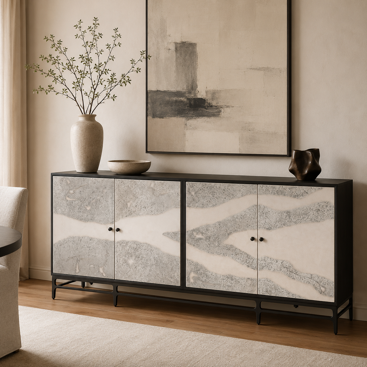 Caspar Iron Four Door Cabinet