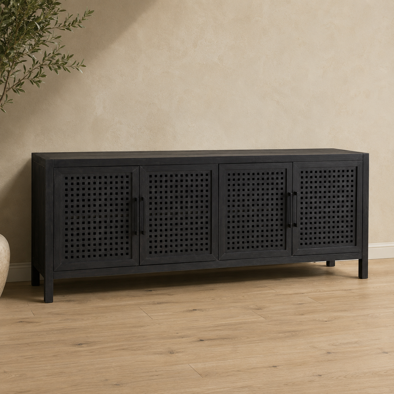 Pentak Black Four Door Cabinet