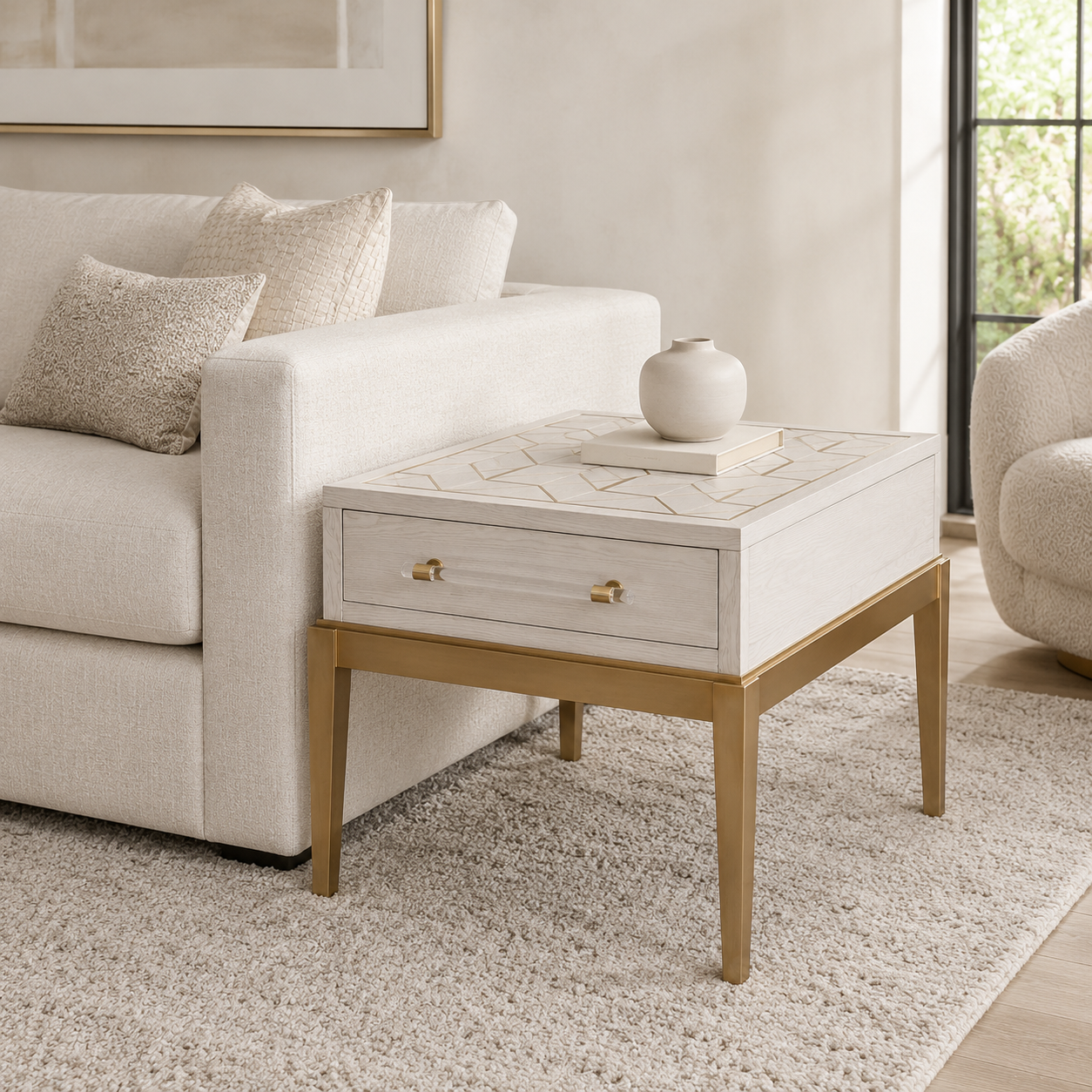 Perrine White End Table