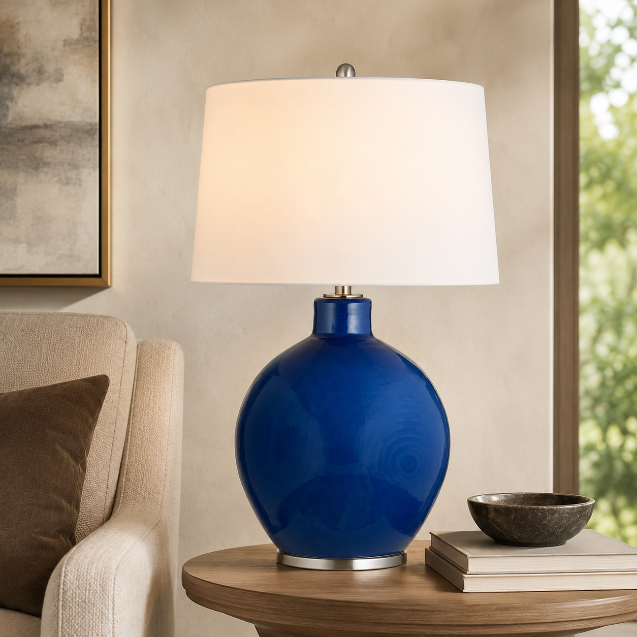 Navy Sphere Table Lamp