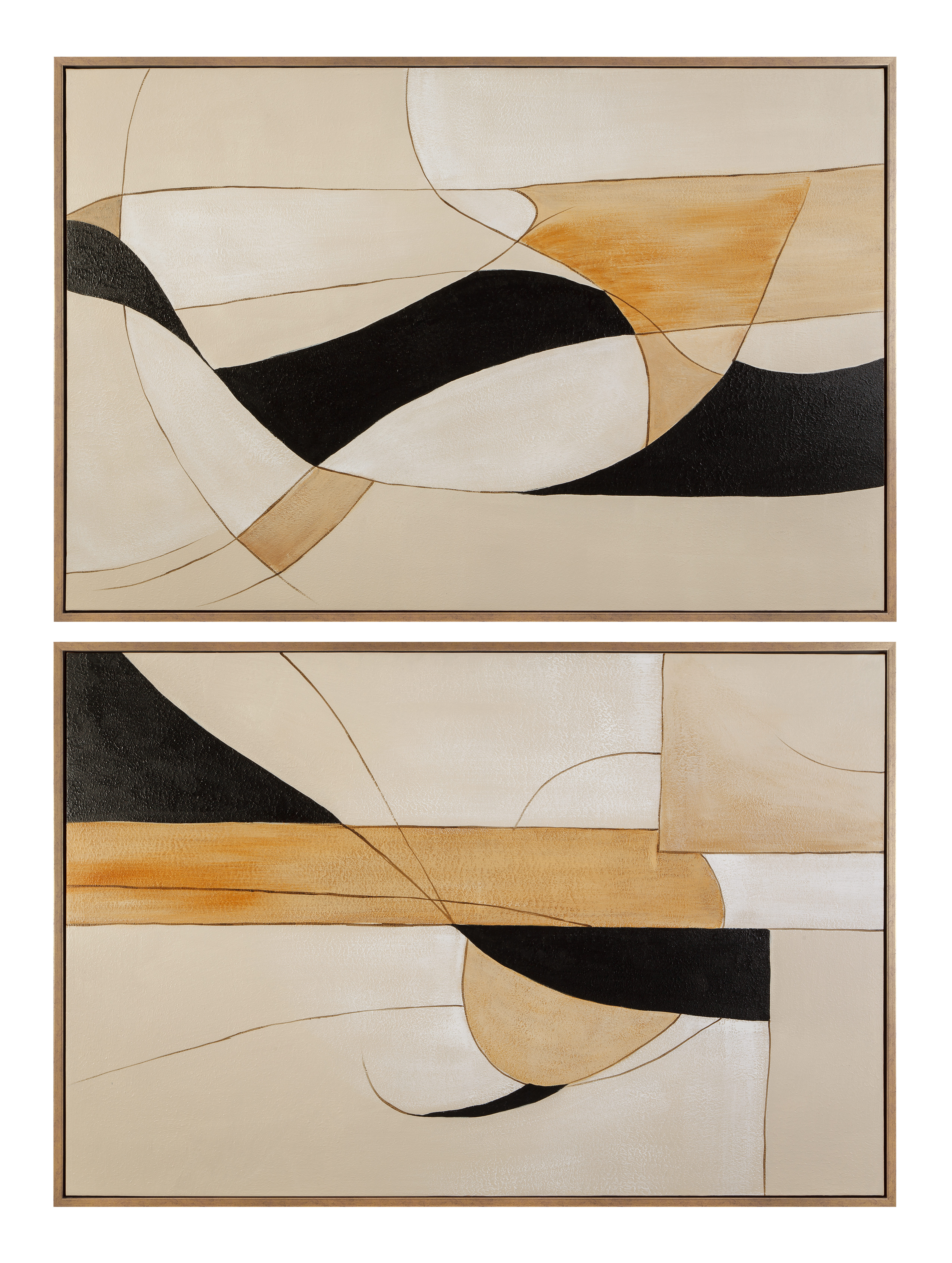 Golden Contour Framed Canvas s/2