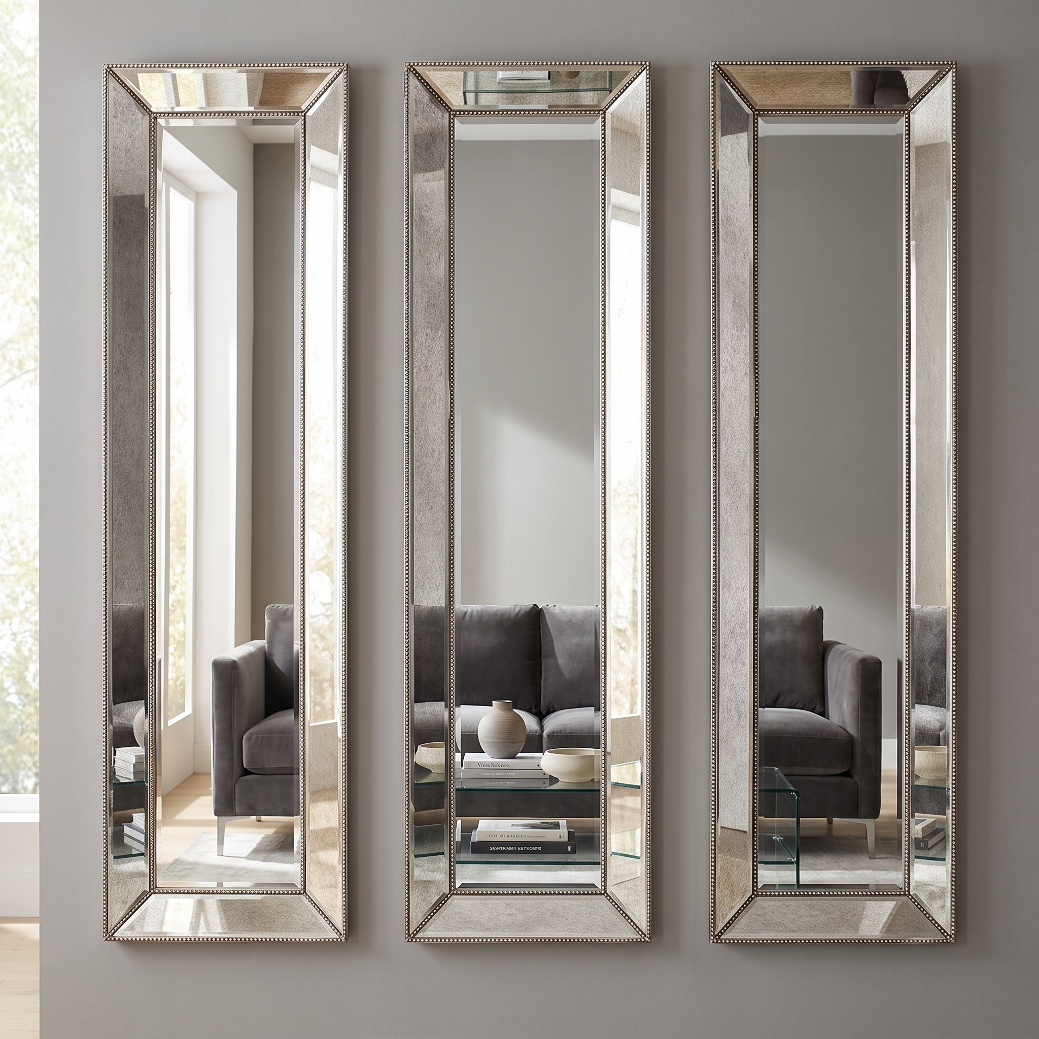 Beaded Floor Mirror