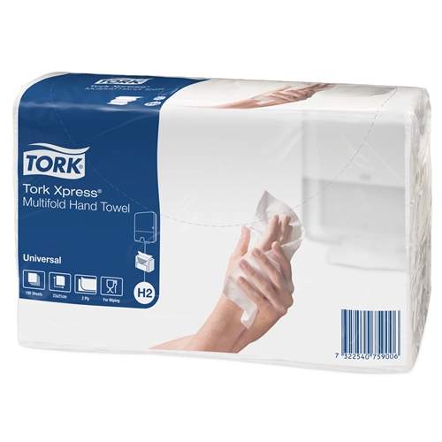Pappershandduk 2-L z-vikt multifold H2 – Tork Universal 21,3×23,4cm – 3800 st