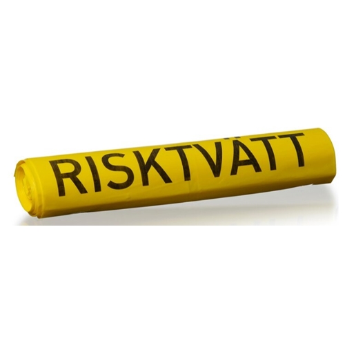 Sopsäck plast Tr Risktvätt – 125L 750x1150mm 70my gul – 10 st
